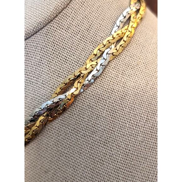 Vintage Napier Two Tone Braided Chain Choker W/ Fold Over Clasp - Picture 2 of 5